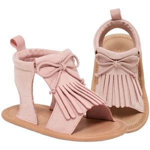 Old Navy Blush Pink Faux-Suede Fringe Sandals for Baby Size 12-18 Months NEW